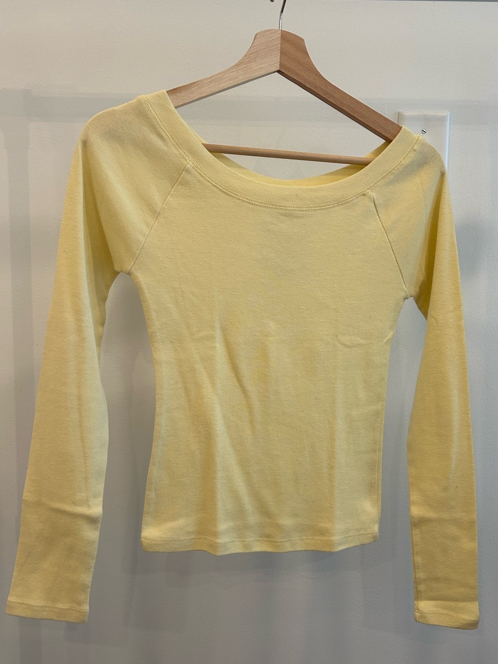Boat Neck Long Sleeve Butter Yellow Top